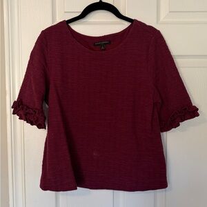 Banana Republic Deep Red Blouse with Ruffle Trim